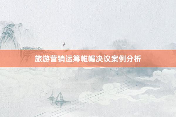 旅游营销运筹帷幄决议案例分析